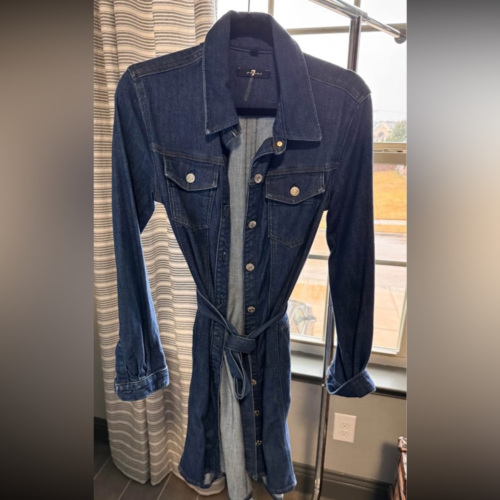 7 for all mankind button down midi dress